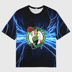 Футболка оверсайз мужская Бостон Селтикс и удар молнии, цвет: 3D-принт