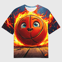 Футболка оверсайз мужская Веселый баскетбольный мяч, цвет: 3D-принт
