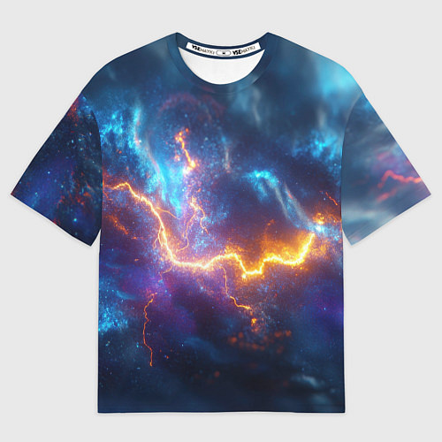 Мужская футболка оверсайз Космическая молния текстура / 3D-принт – фото 1