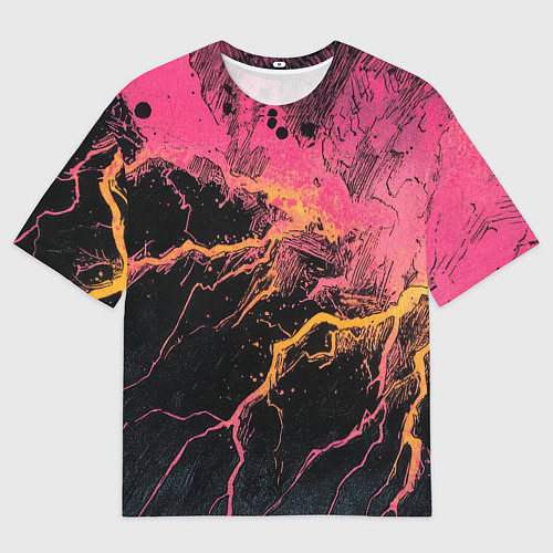 Мужская футболка оверсайз Абстрактные молнии текстура / 3D-принт – фото 1