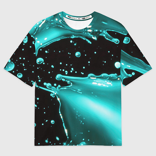 Мужская футболка оверсайз Разрыв голубой краски / 3D-принт – фото 1