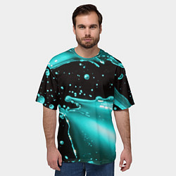 Футболка оверсайз мужская Разрыв голубой краски, цвет: 3D-принт — фото 2