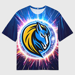 Мужская футболка оверсайз Даллас Маверикс логотип в искрах