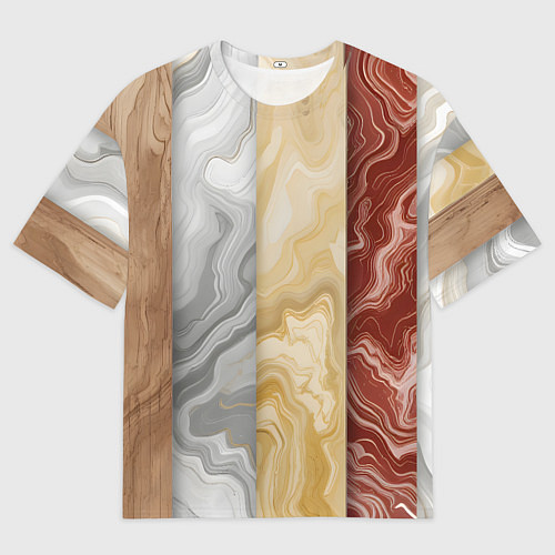 Мужская футболка оверсайз Мрамор и дерево / 3D-принт – фото 1