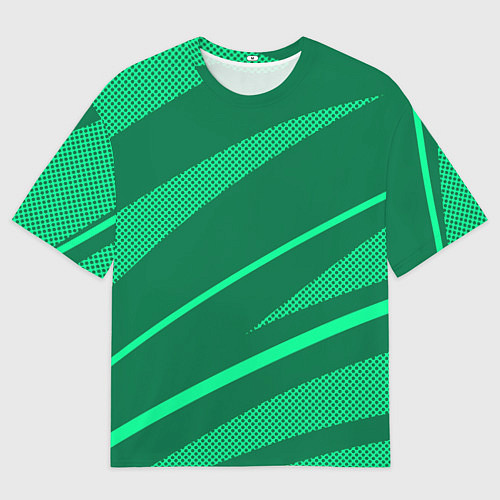 Мужская футболка оверсайз Зелёный абстракция с полосами / 3D-принт – фото 1