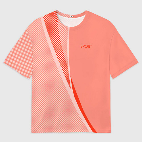 Мужская футболка оверсайз Sport персиковый с полосой / 3D-принт – фото 1