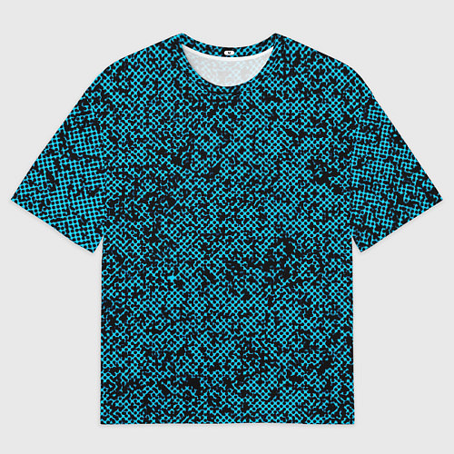 Мужская футболка оверсайз Чёрно-голубой текстура точки / 3D-принт – фото 1