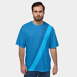 Футболка оверсайз мужская Сине-голубой с широкой полосой, цвет: 3D-принт — фото 2