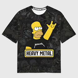 Футболка оверсайз мужская Heavy metal Гомер симпсон, цвет: 3D-принт