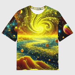 Футболка оверсайз мужская Neon galaxy - ai art fantasy, цвет: 3D-принт