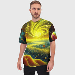 Футболка оверсайз мужская Neon galaxy - ai art fantasy, цвет: 3D-принт — фото 2