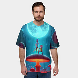 Футболка оверсайз мужская Рик и Морти в стране неоновых гигантских грибов, цвет: 3D-принт — фото 2