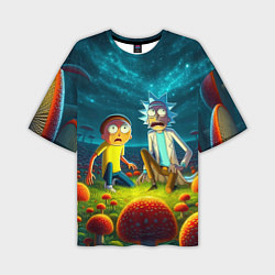 Футболка оверсайз мужская Rick and Morty on the fly agaric planet, цвет: 3D-принт