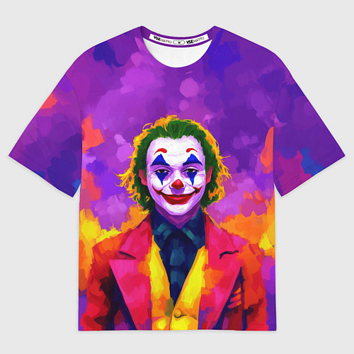 Мужская футболка оверсайз Джокер в розово-желтом пиджаке / 3D-принт – фото 1