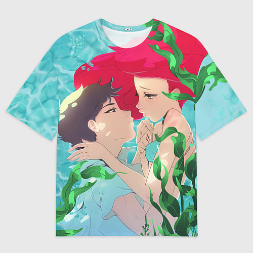 Мужская футболка оверсайз Парень и русалочка / 3D-принт – фото 1