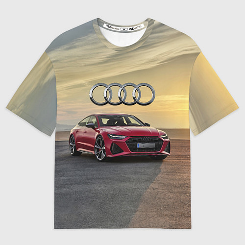 Мужская футболка оверсайз Audi RS 7 на закате солнца / 3D-принт – фото 1
