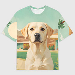 Футболка оверсайз мужская Лабрадор на фоне пальм, цвет: 3D-принт