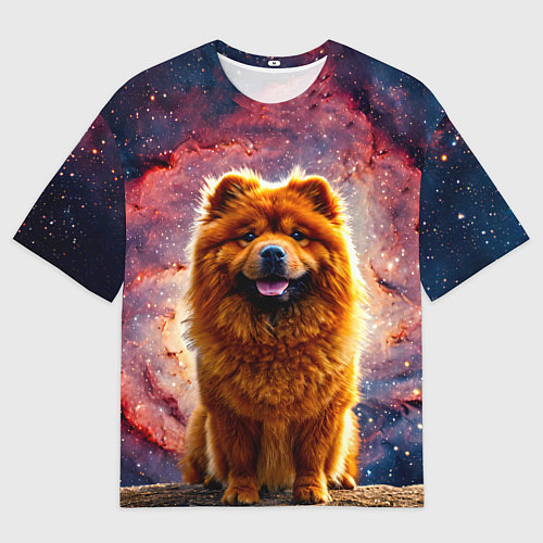 Мужская футболка оверсайз Чау-чау в космосе / 3D-принт – фото 1