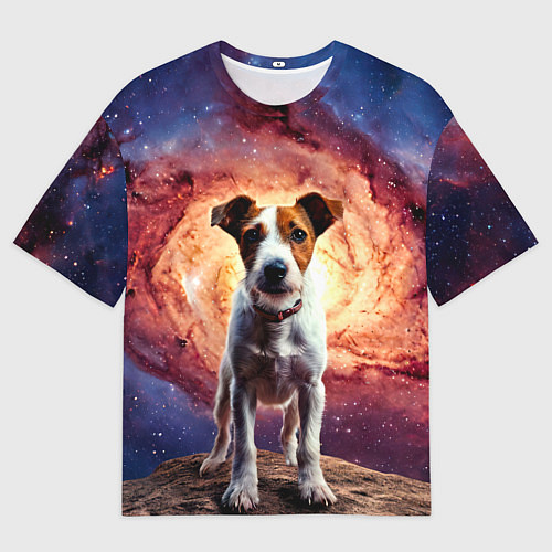Мужская футболка оверсайз Фокстерьер в космосе / 3D-принт – фото 1