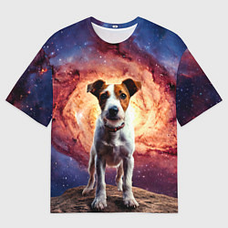 Футболка оверсайз мужская Фокстерьер в космосе, цвет: 3D-принт