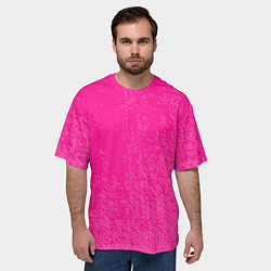 Футболка оверсайз мужская Джинс с потертостями-розовый, цвет: 3D-принт — фото 2