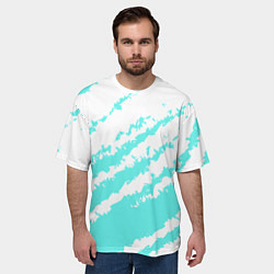 Футболка оверсайз мужская The color is light blue and white, цвет: 3D-принт — фото 2