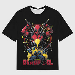 Мужская футболка оверсайз Дэдпул и Россомаха в позе
