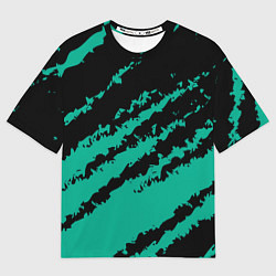 Мужская футболка оверсайз The color is black and turquoise