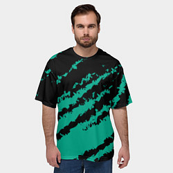 Футболка оверсайз мужская The color is black and turquoise, цвет: 3D-принт — фото 2