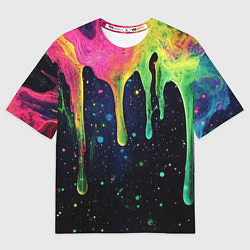 Футболка оверсайз мужская Разноцветные потеки краски, цвет: 3D-принт