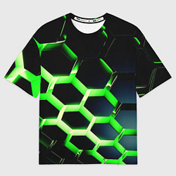 Футболка оверсайз мужская Neon Honeycombs, цвет: 3D-принт