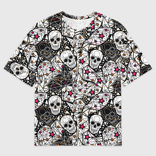 Мужская футболка оверсайз Черепа и красные звезды / 3D-принт – фото 1