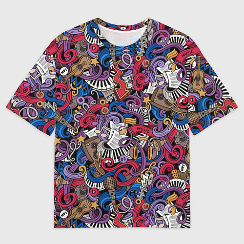 Мужская футболка оверсайз Музыкальный коллаж / 3D-принт – фото 1