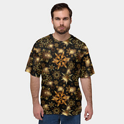 Футболка оверсайз мужская Золотые снежинки, цвет: 3D-принт — фото 2
