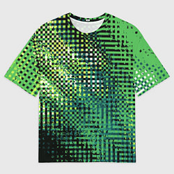 Футболка оверсайз мужская Чёрно-зелёный абстракция, цвет: 3D-принт