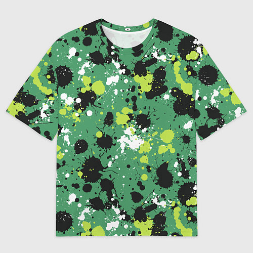 Мужская футболка оверсайз Кляксы на зелёном / 3D-принт – фото 1