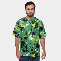 Футболка оверсайз мужская Кляксы на зелёном, цвет: 3D-принт — фото 2