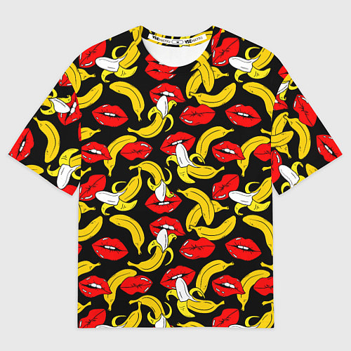 Мужская футболка оверсайз Губы и бананы / 3D-принт – фото 1
