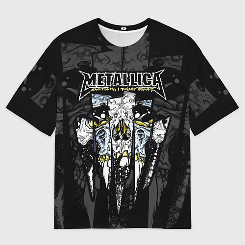 Мужская футболка оверсайз Metallica - skull with fangs / 3D-принт – фото 1