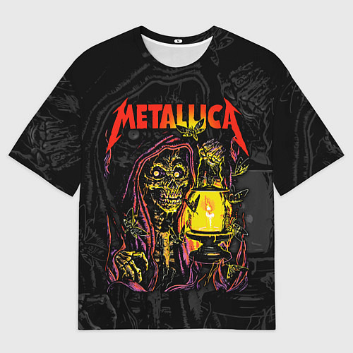 Мужская футболка оверсайз Metallica - skeleton with a lantern / 3D-принт – фото 1