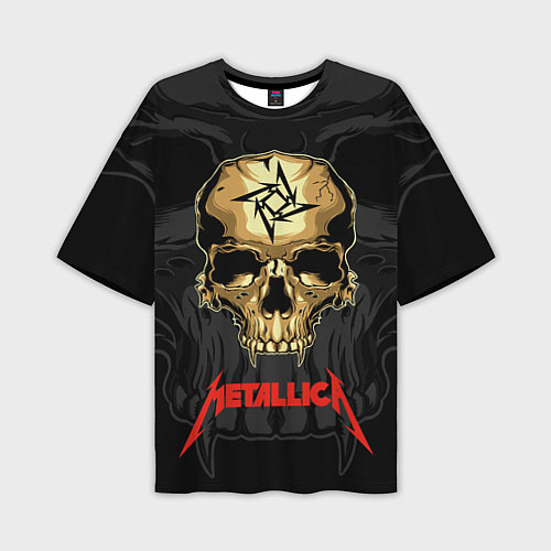 Мужская футболка оверсайз Metallica - skull with fangs / 3D-принт – фото 1