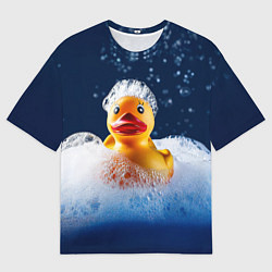 Мужская футболка оверсайз Резиновая уточка в мыльной пене