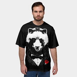 Футболка оверсайз мужская Панда в черном костюме, цвет: 3D-принт — фото 2