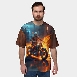 Футболка оверсайз мужская Скелет байкер, цвет: 3D-принт — фото 2