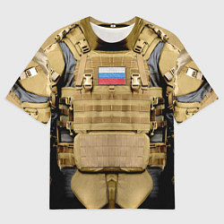 Мужская футболка оверсайз Бронежилет цвета хаки армия России