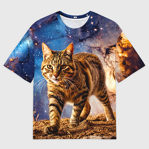 Мужская футболка оверсайз Пиксибоб в космосе / 3D-принт – фото 1