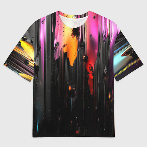 Мужская футболка оверсайз Разноцветная рельефная краска текстура / 3D-принт – фото 1