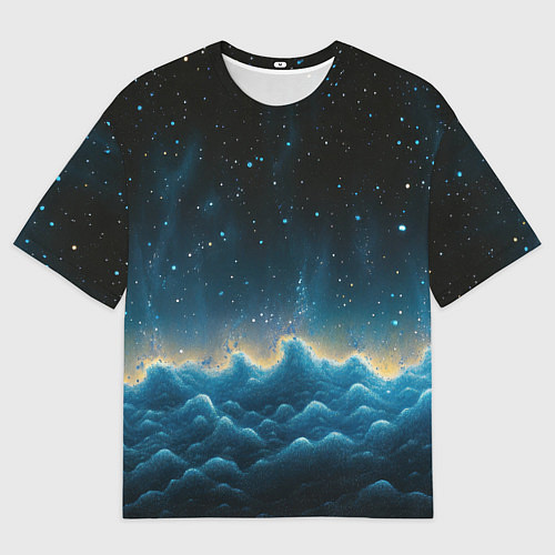 Мужская футболка оверсайз Облака и черное небо текстура / 3D-принт – фото 1