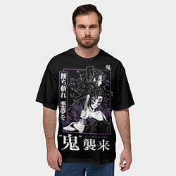 Футболка оверсайз мужская Ериичи Тсугикуни и Кокушибо, цвет: 3D-принт — фото 2