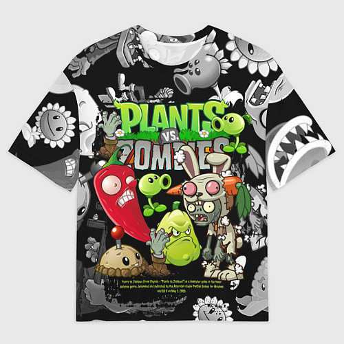 Мужская футболка оверсайз Растения против зомби персонажи / 3D-принт – фото 1